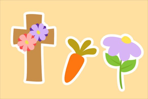 Christian Cross Flower Icon Illustration