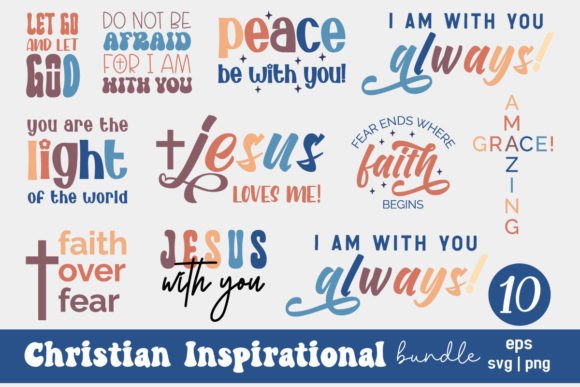 Christian Inspirational Retro SVG Bundle for Crafts