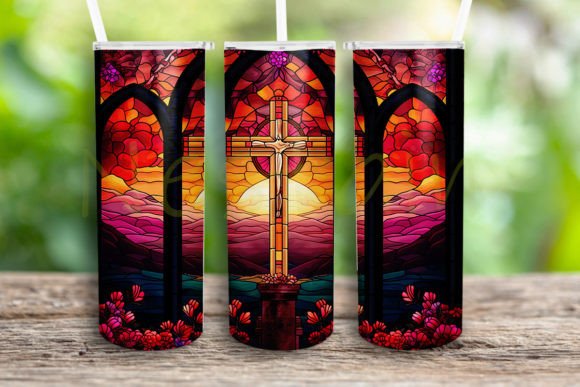 Christian Stained Glass Cross Design Png Crafts