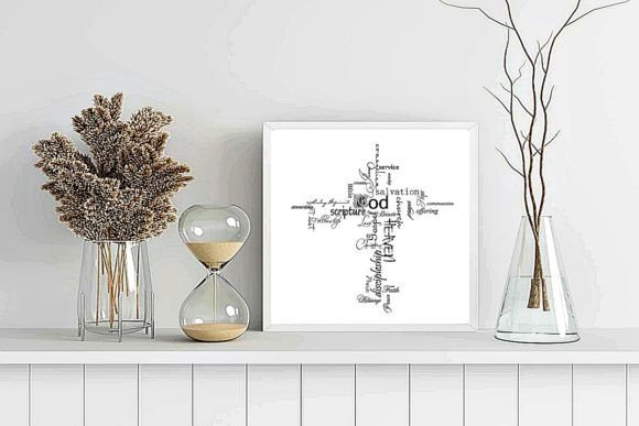 Christian Words Cross Graphic and Print Templates