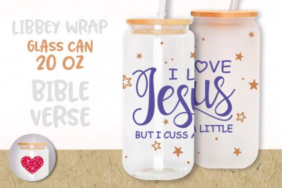 I Love Jesus 20oz Libbey Glass Can Wrap and Graphic Templates
