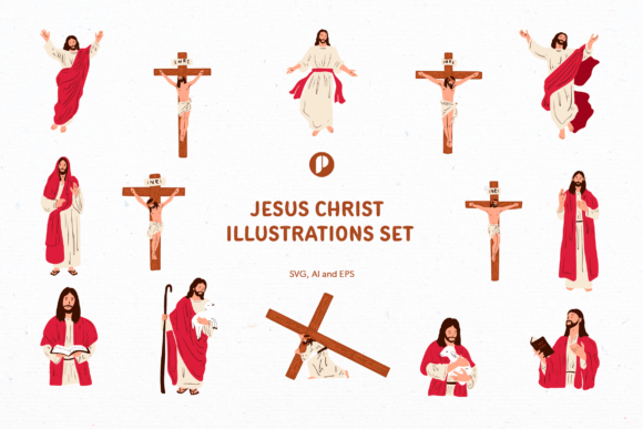 Jesus Christ Illustration Set and Illustrations
