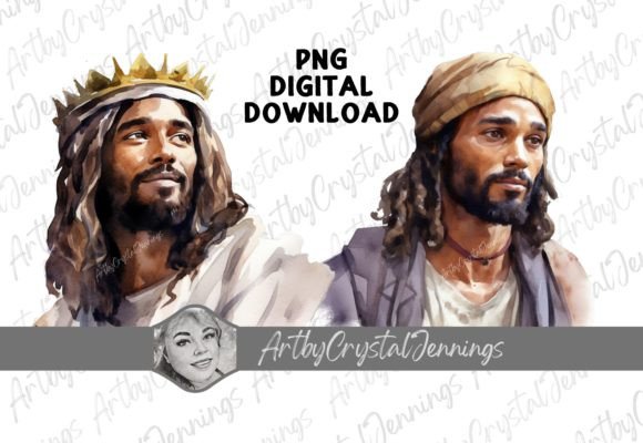 Religious Black Jesus Sublimation PNG and Illustrations
