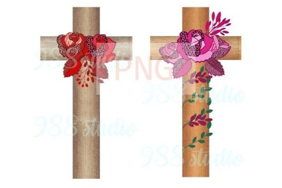 Rose Cross Png, Flower Christian Cross Illustrations